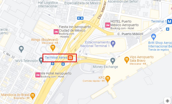 Mapa estación Terminal Aérea CDMX